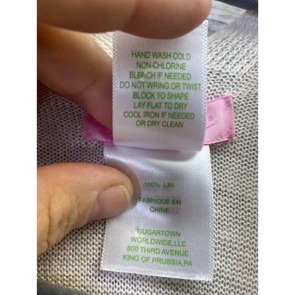 Lilly Pulitzer Knit Cardigan XXS/XS Short Sleeve White Open Front Linen - Picture 6 of 11